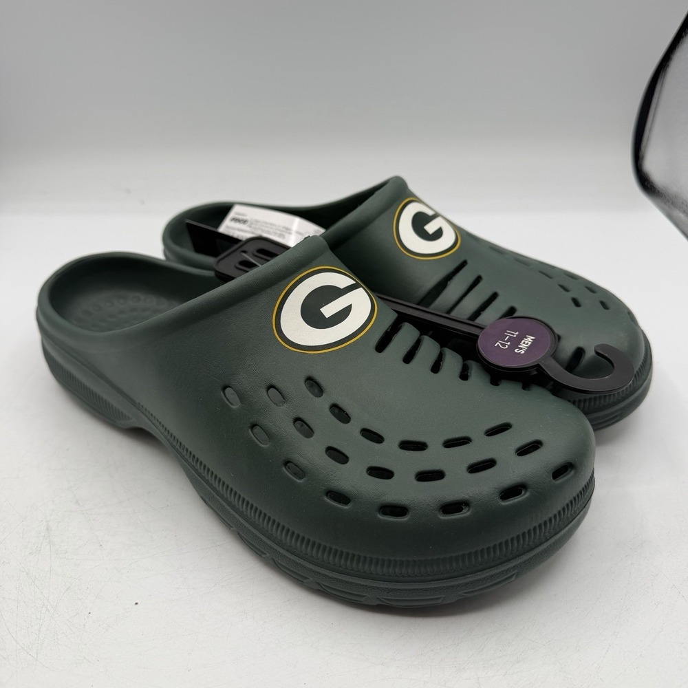 FOCO Green Bay Packers NFL Clogs Mens Sz 11/12 Slip On Lightweight Shoes NWT
